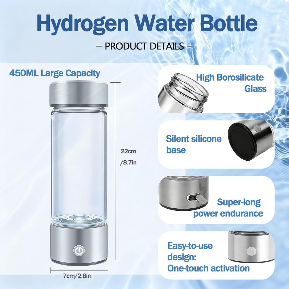 Hydrogen Water Bottle Generator, Up to 4000 PPB, with SPE/PEM Technology, for...