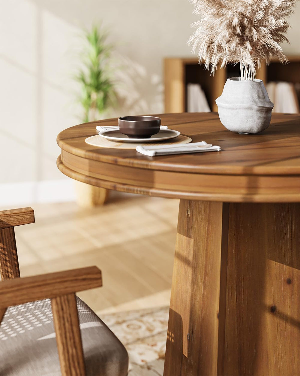 LITTLE TREE Solid Wood Round Dining Table, 31.5" Small Kitchen Table for...
