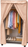 Formosa Covers Portable Garment Rolling Rack Cover - Protect Your Clothes from Dust Keep Your Room Looking Organized in Beige Khaki (Cover Only) (36" W x 18" D x 68" H)