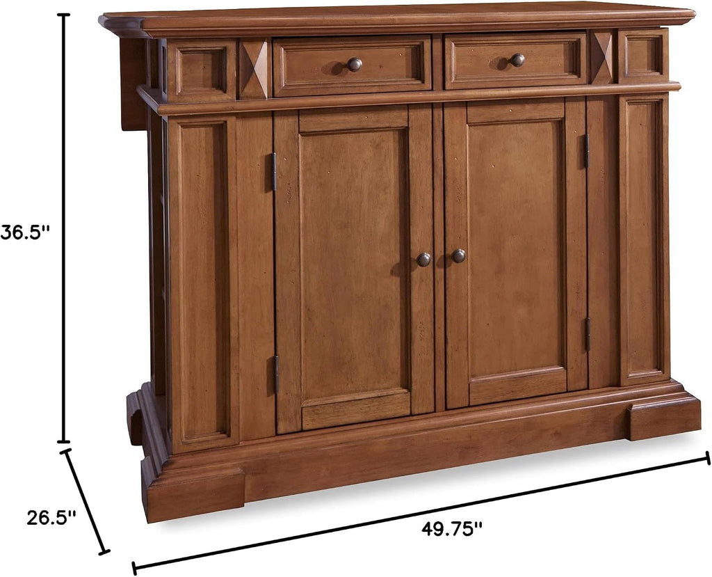 Homestyles Americana Oak Finish Kitchen Island with Wood Drop Leaf Breakfast Bar, 50"W