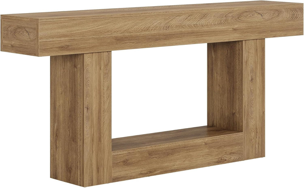 Tribesigns 63" Console Table, Farmhouse 2-Tier Entryway Table with U-Sha...