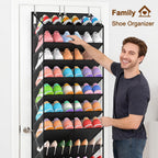 UVIAHOMI 20-30 Pairs Over the Door Shoe Organizer, Clear Pockets Hanging Shoe Storage for Closet, 10-Tier Door Shoes Rack, Handing Shoes Holder Fit All the Family's Sneakers, Boots, Heels, Black