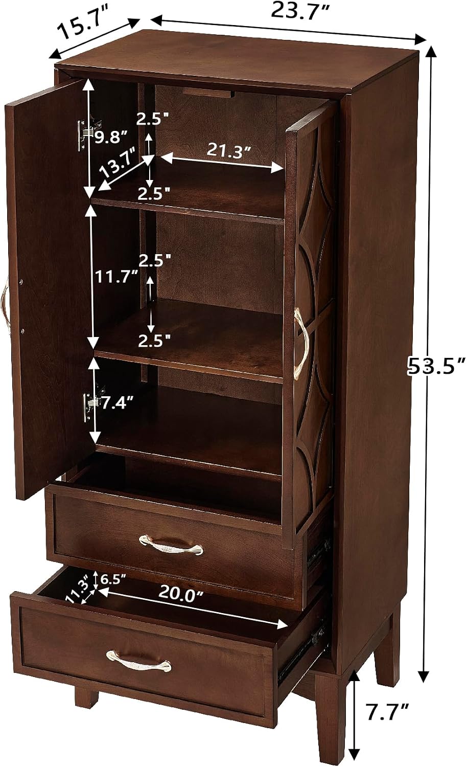MERITLINE 53.5" Tall Kitchen Pantry Cabinet with Doors & Drawers, Mi...
