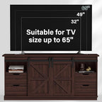 JUMMICO TV Stand with 4 Drawers for 65 Inch TV, Farmhouse Entertainment Center with Storage and Sliding Barn Doors, Rustic Media TV Console Cabinet with Shelves for Living Room Bedroom (Rustic Oak)