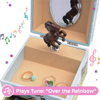 Jewelkeeper Girl's Musical Jewelry Storage Box Pullout Drawer, Horse and Barn Design, Home on the Range Tune