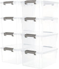 Citylife 17 QT Plastic Storage Bins with Latching Lids Stackable Storage Containers for Organizing Large Clear Storage Box for Garage, Closet, Kitchen, 8 Packs
