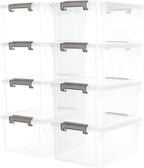 Citylife 17 QT Plastic Storage Bins with Latching Lids Stackable Storage Containers for Organizing Large Clear Storage Box for Garage, Closet, Kitchen, 8 Packs