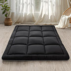 WhatsBedding Japanese Floor Mattress Futon Mattress 3" Black Tatami Mat Shredded Memory Foam Filled Sleeping Pad, Foldable & Portable Roll Up Lounger Camping Bed for Kids and Adult,Full Size 54"x 80"