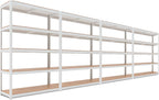 HOMEDANT House Lift-Beam White 48" Wide Boltless Heavy Duty Garage Storage Shelving Adjustable 5-Tier Metal Shelves Laminated Organization Shelf Industrial Utility Rack Pantry Shed Office Store 4Pack