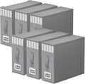 6 Pack Bed Sheet Closet Organizers and Storage,Sturdy Foldable Storage Containers with Window and Label,Storage and Organization for Bedding Sheets,Duvet Covers,Blankets (Grey)