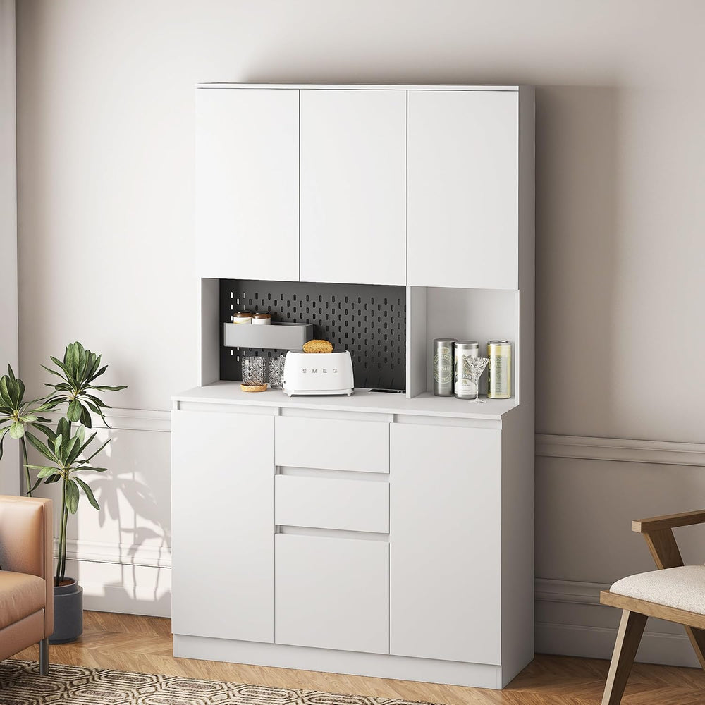 74" Pantry Cabinet,Microwave Cabinet with Storage,Freestanding Buffet Cu...