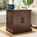 HOKYHOKY Rattan End Table with Charging Station, 24" Large Sofa Side Tabl | 2 Arched Doors, Boho Wood Square Nightstand, Bedside Tables with Adjustable Storage Shelf, Living Room, Bedroom