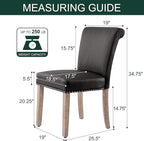 CHUN YI Dining Chairs Set of 6, Faux Leather Upholstered Dining Room Chairs with Nailhead Trim and Wood Legs, Mid Century Modern Parsons Side Chairs for Kitchen, Grey