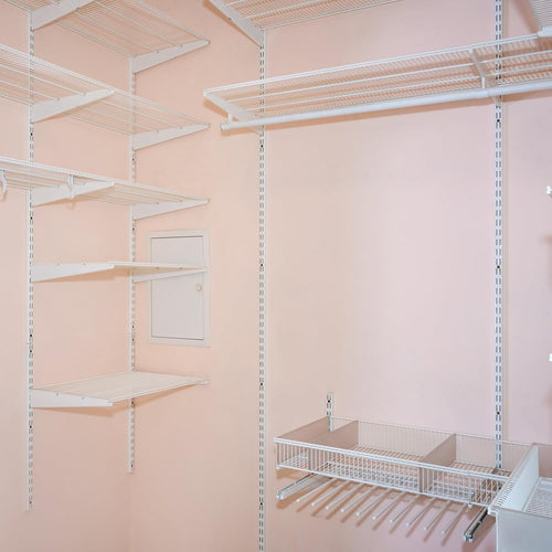 12 Pack 25 Inch Dual Track Upright Wall Shelving System Shelf Bracket Twin Slot Shelf Rail Twin Track Upright Heavy Duty Support System for Pantries, Linen Closets, Laundry Rooms (White)