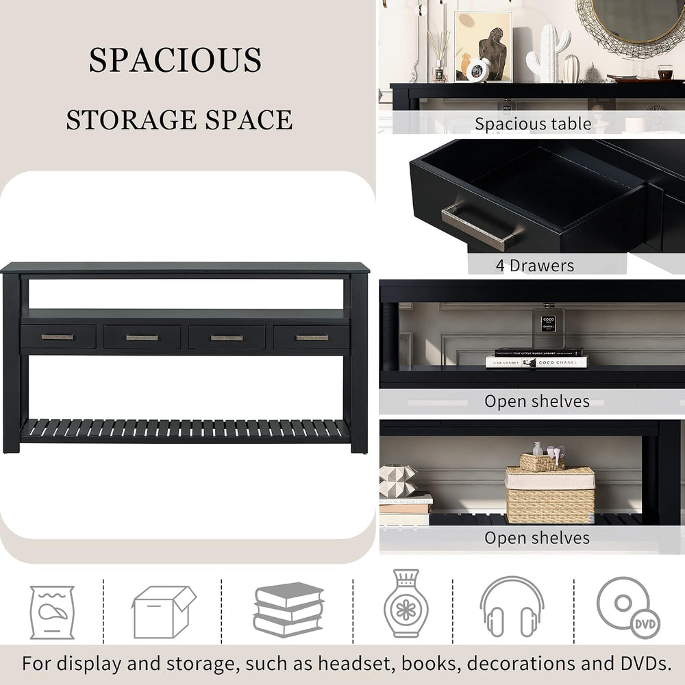 LKTART Console Table for Entryway with 4 Drawers,61.5'' Long Sofa Tab...