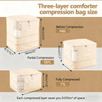 2 Pack Space Saving Comforter Storage Bag with Handle, 3-Layer Compression Blanket Storage Bags Adjustable In 3 Sizes (142L, 107L, 71L), Washable Bedding Organizer For Pillow Duvet Clothing Plush Toy
