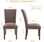 Parsons Dining Chairs Set of 6, Upholstered Nailhead Dining Room Kitchen Side Chair with Thick Cushions and Wood Legs, Brown