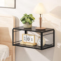 Floating Nightstand, Wood Bedside Shelf Wall Mounted Nightstand, Floating Bedside Table for Bedroom, Living Room, Bathroom, Kitchen, Office (Black)