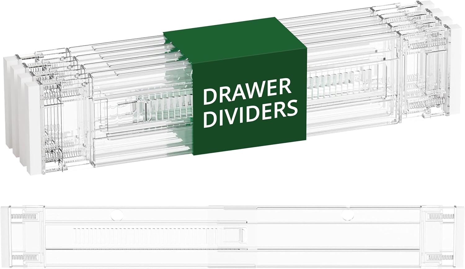 Clear Drawer Dividers Organizers, Adjustable Expandable Drawer Divider Organizer for Clothes, Dresser, Kitchen & Office Drawers, Acrylic Drawer Separators for Bedroom Storage, 4-Pack, Clear Plastic