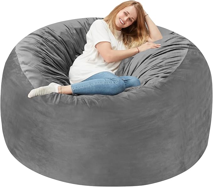 Homguava 4 FT Bean Bag Chair: 4' Bean Bags with Memory Foam Filled, Large...