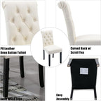 Faux Leather Dining Chairs Set of 8 Upholstered Dining Room Chairs Modern Tufted Accent Chairs Wooden Parsons Side Chairs for Home Kitchen Resturant, (Cream)