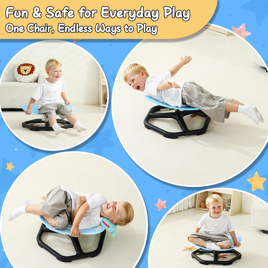 Spinning Chair for Autistic Kids, Glow-in-the-Dark Elephant Sensory Chair, Autism Sensory Toys, Sit and Spin Swivel Seat ADHD Must Haves, Supports Balance & Coordination, Ages 3+ (Blue)
