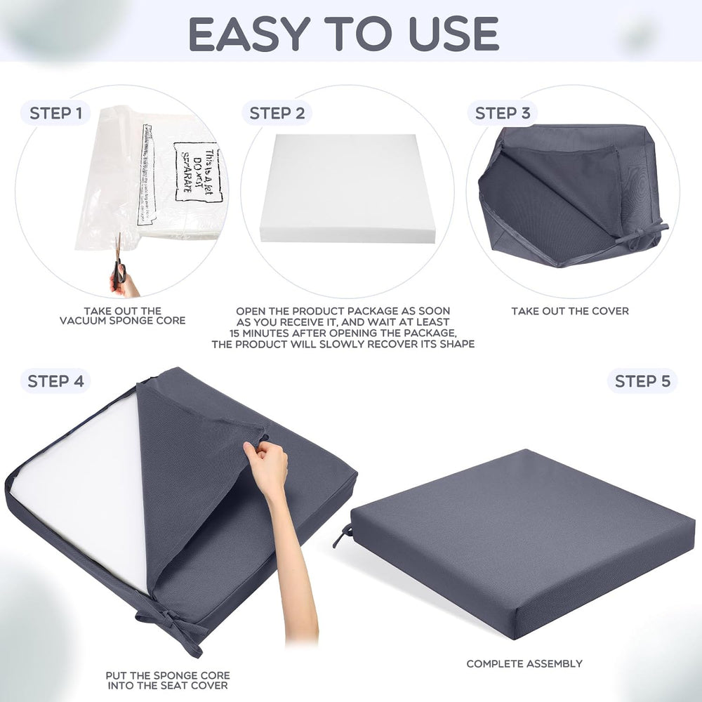 Preboun 6 Pack Outdoor Chair Cushions 19" x 19" x 3" Patio Wat...