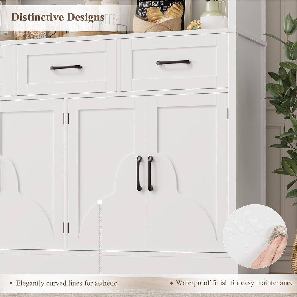 HITHOS 55“W Kitchen Pantry Cabinet, 76" Tall Hutch Storage Cabinet, Whit...