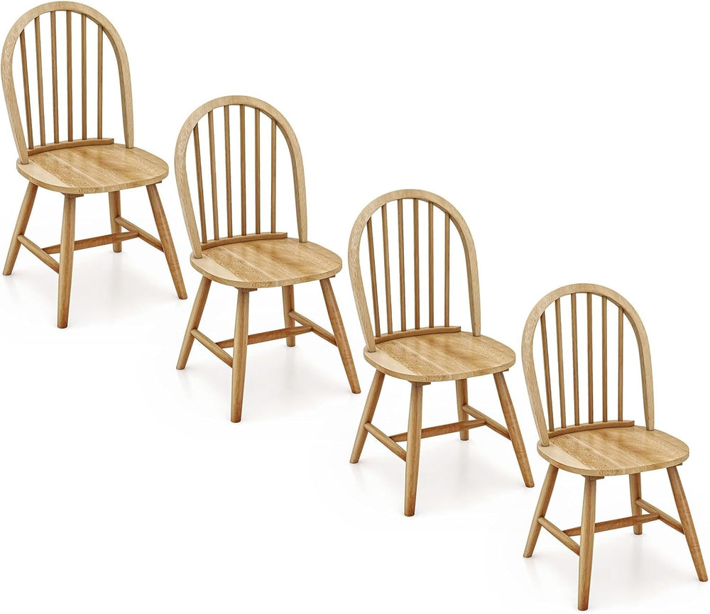 18" Oak Dining Chairs Set of 4, Wood Windsor Chair with Spindle Back for...
