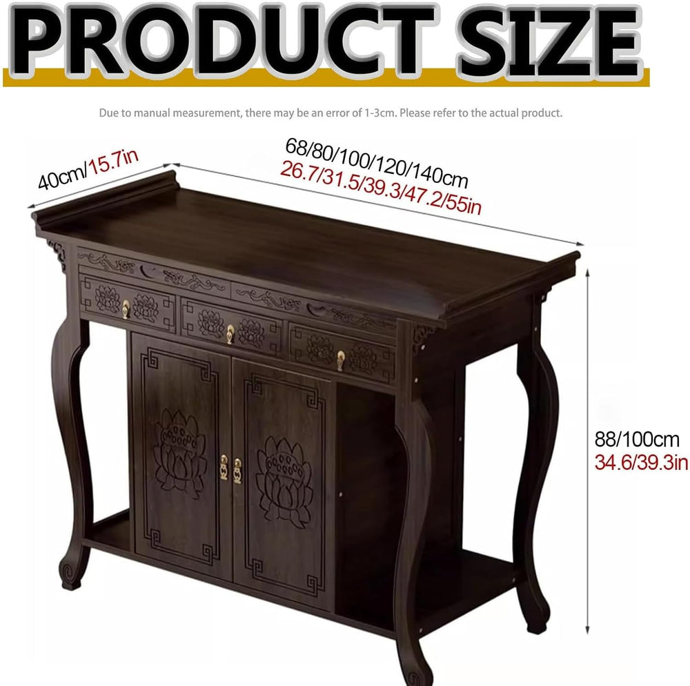 Bamboo Shrine Altar Table with Storage Personal Shrine Altar Table Buddha Nic...