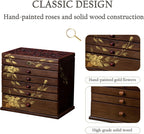 Hand-painted Wooden Jewelry Box, 7 Layer Jewelry Organizer, Vintage Wooden Jewelry Boxes for Women,jewelry holder organizer,5 drawer dresser,necklace organizer box with lock