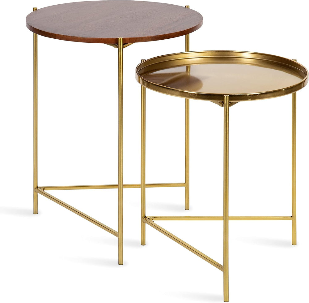 Kate and Laurel Ulani Modern Nesting Side Table, Set of 2, Walnut Brown Wood ...