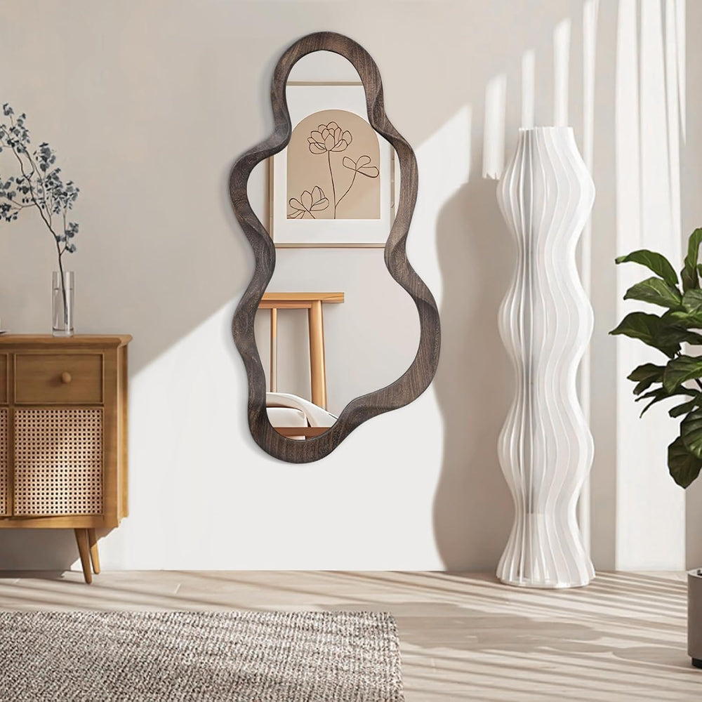 Asymmetrical Mirrors for Wall Unique Cloud Wood Frame Irregular Mirror
