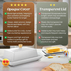 Flexzion Ceramic White European Butter Dish with Lid for Countertop (8 Inch) - Wide 2 Stick Double Butter Holder for Counter, Cream Cheese Container Storage Keeper