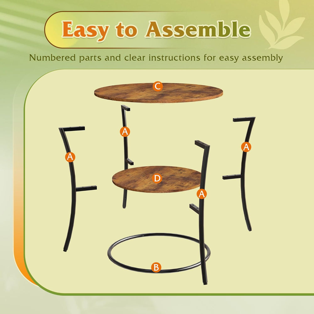 WLIVE Side Table, Round End Table with 2 Storage Shelves for Living Room, Bed...