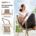 VINGLI Plastic Stackable Patio Chairs, Set of 4, Champagne