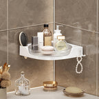 360 Rotating Makeup Organizer Spinning Bathroom Organizer 1 Pack Corner Storage Organizer with Hooks for Perfume Lotion Skincare Organizer Countertop Kitchen Storage(Clear)
