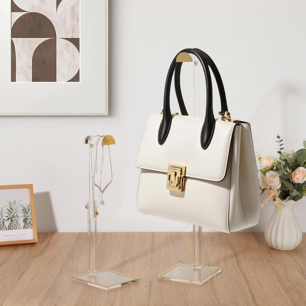 Acrylic Handbag Display Stand, 14"-24" Adjustable Purse Holder Clear Handbag Table Hanger Rack Purse Hanger Stand for Home Closet Store Boutique Counter