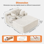 Boneless Chaise Lounge, 67" Oversized Chaise Lounge Chair Indoor with Side Pockets&Wide Armrests, Deep Seat Sleeper Sofa Bed, Cloud Corduroy Couch (Off-White, with Pockets)
