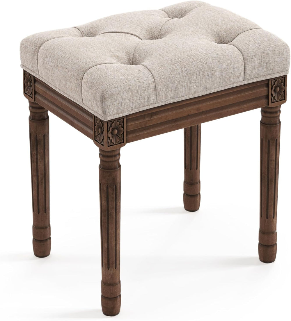 LUE BONA Upholstered Fabric Vanity Bench Seat, Makeup Stools for Vanity, Squa...
