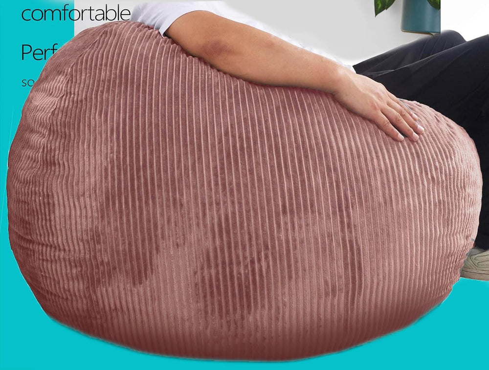Bean Bag Chairs with Faux Rabbit Fur Cover, 4 ft Giant Memory Foam Bean Bag C...