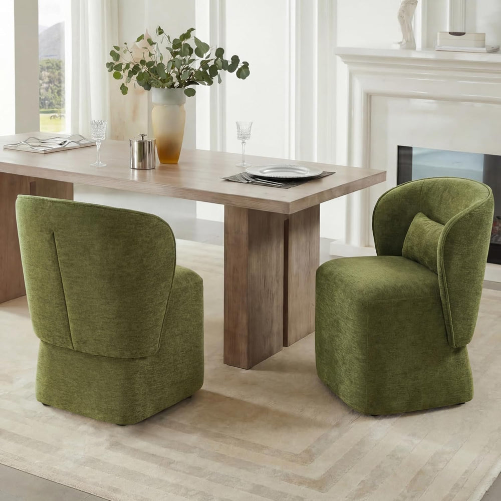 KISLOT Upholstered Dining Chairs with Wheels, Easy Assembly Stain Resistant F...
