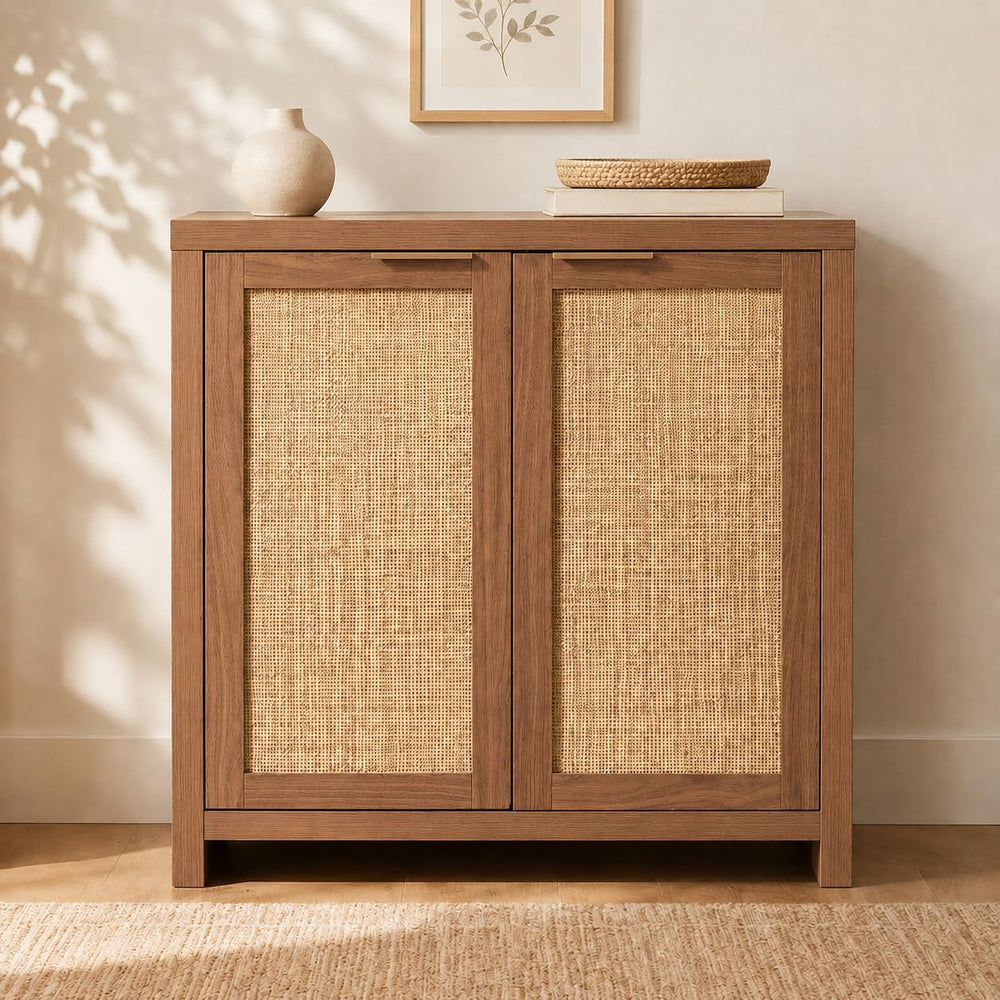 OAKHAM HOME Rattan Sideboard Cabinet with Storage, Buffet Cabinet with 2 Soft...