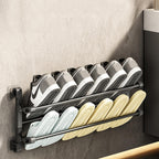 Wall Mounted Folding Shoe Rack 2 Tiers Space Saving Designs for Bathroom and Entryway Without Drilling Required
