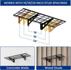 FLEXIMOUNTS 1x3ft Garage Shelving Wall-Mounted, 1-Pack Heavy-Duty Wall Shelving, Holds Up to 150 lbs, Garage Storage Rack for Organization & Storage Bins, Black, Classic Series