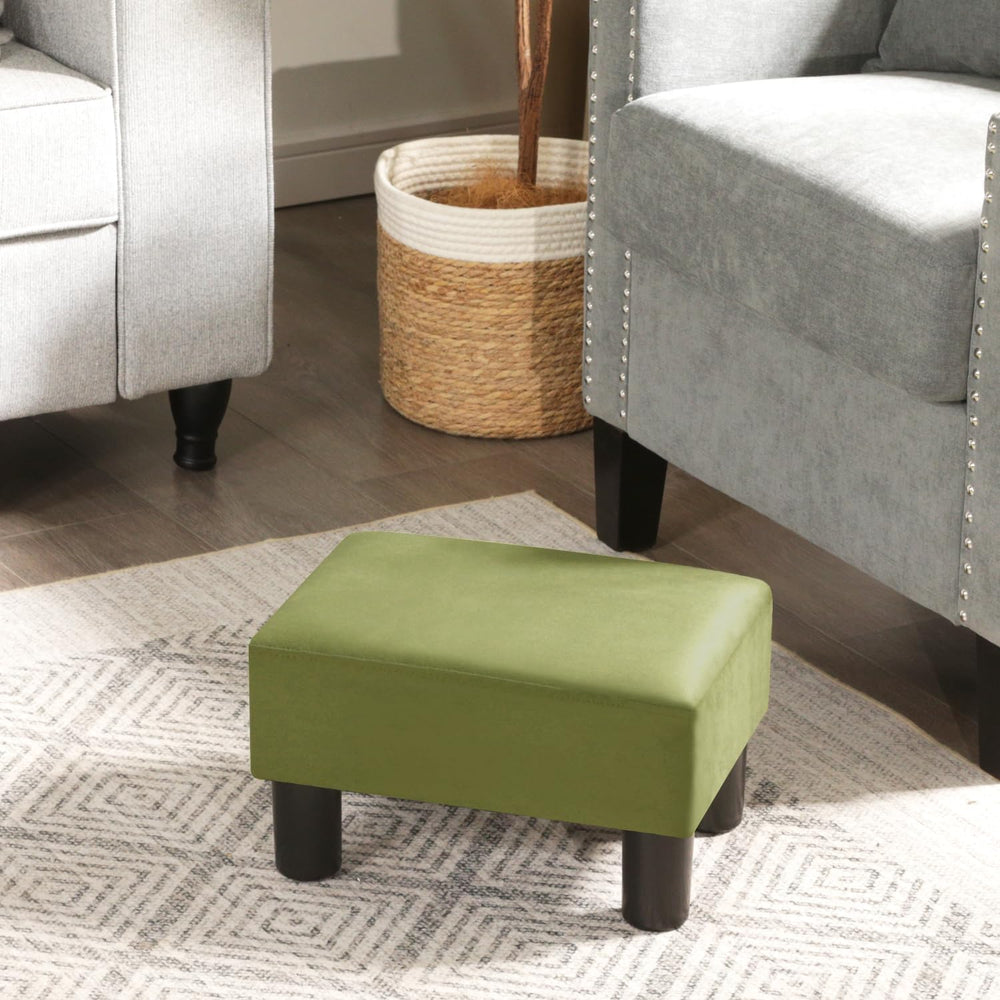 Adeco Small Velvet Foot Stool for Living Room & Bedroom, Boho Chic Uphols...