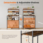 Sweetcrispy 23.6'' Small Bakers Rack with Power Outlet for Kitchen Storage | Microwave Stand with Adjustable Shelf for Coffee Bar Station, Small Apartment, Counter Space Saving, Rustic Brown