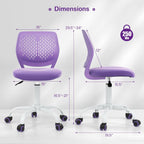 Giantex Kids Desk Chair, Adjustable Children Study Chair, Swivel Armless Mesh Task Office Chair, Computer Desk Chair with Adjustable Height & Lumbar Support (Purple)