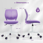 Giantex Kids Desk Chair, Adjustable Children Study Chair, Swivel Armless Mesh Task Office Chair, Computer Desk Chair with Adjustable Height & Lumbar Support (Purple)