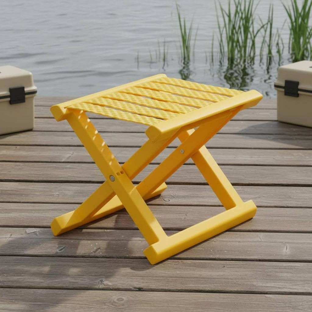 Foldable Seat Portable Folding Stool Chair Travel Stool Stable PP Construction Lightweight for Easy Carrying Waterproof Surface Suitable for Camping, Yellow
